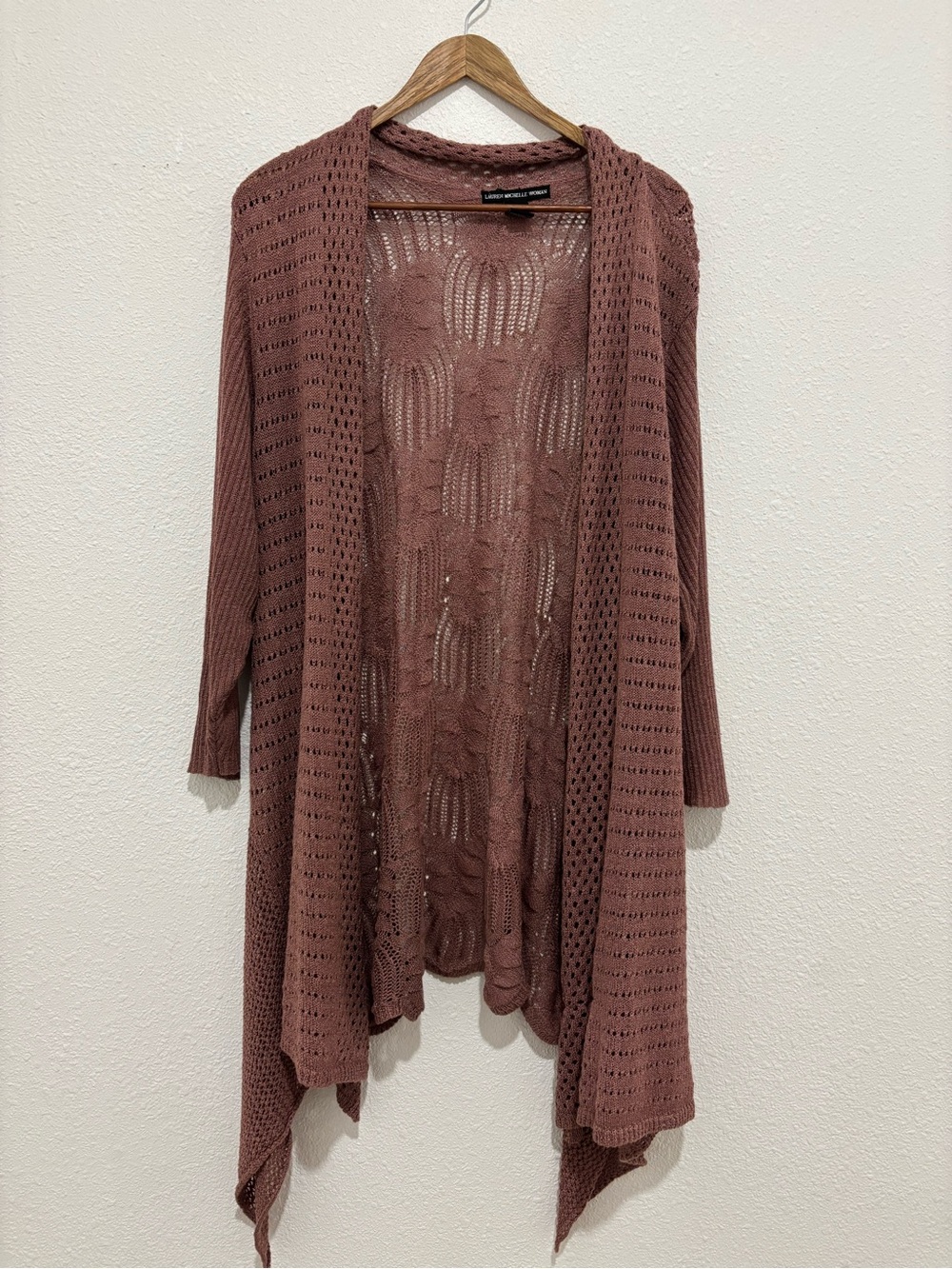 Lauren Michelle Open-Front Crochet Cardigan - Mauve